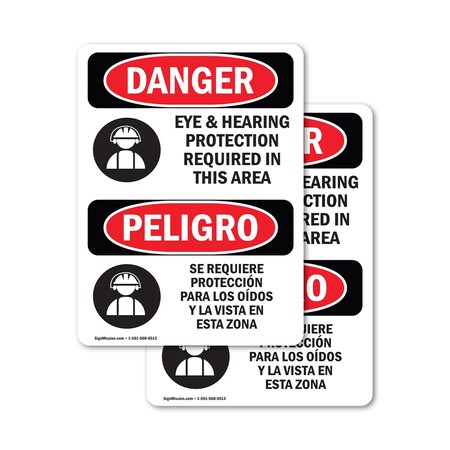 Signmission 7 in Height, 5 in Width, Vinyl Decal, Rectangle, Bilingual OS-2PACK-DS-D-57-VS-1221